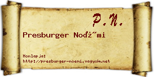 Presburger Noémi névjegykártya
